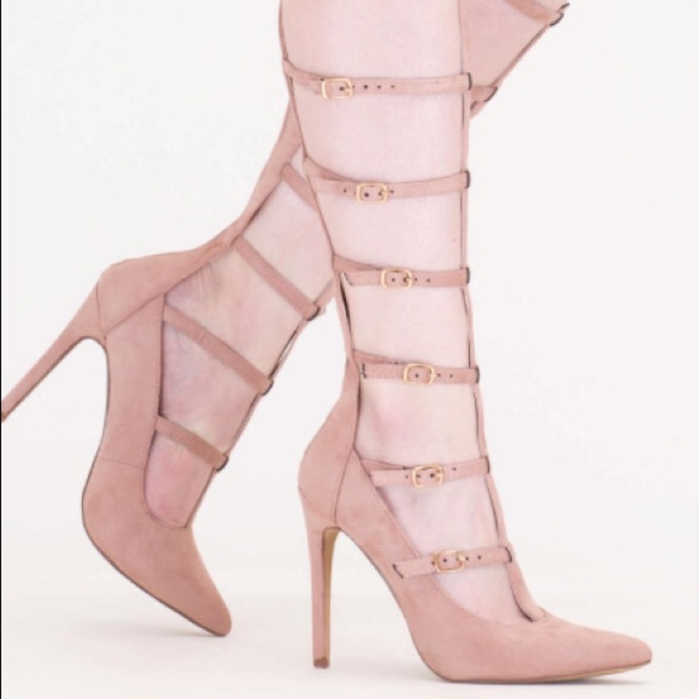 💥  New Liliana Pink Gladiator Peep Toe Heels